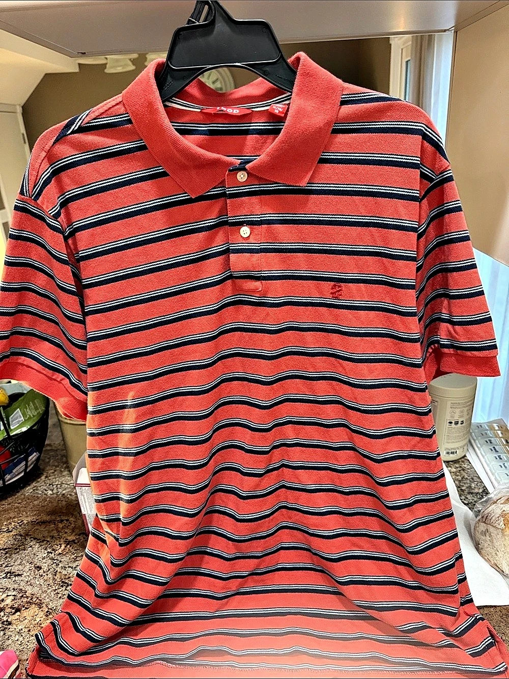 IZOD Striped Polo Shirt in Red & Blue XL Like New